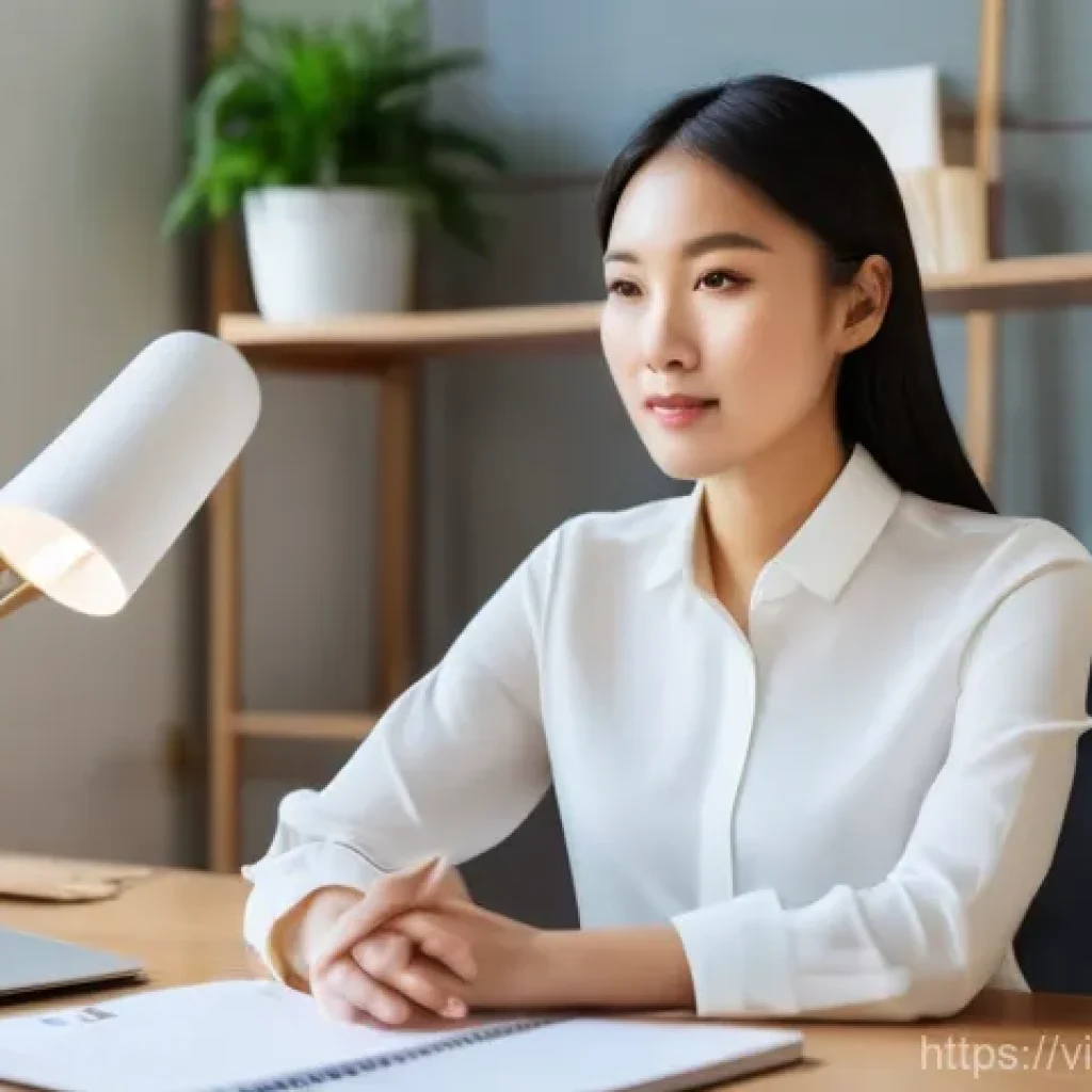 피드백 수용을 위한 심리적 준비 - **Prompt 1: Embracing Growth from Feedback**
"A young professional woman, 28-32 years old, of Ea...
