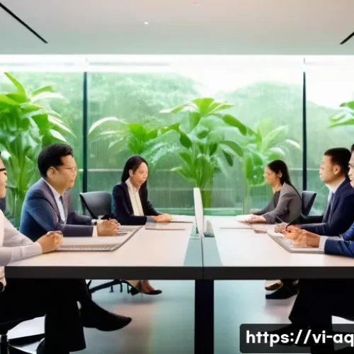 Home 32 피드백과 자아 발전 연결하기 - A professional Vietnamese office scene showing a diverse group of colleagues in business casual atti...