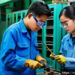 Home 23 피드백을 통한 직무 교육의 효과 - A detailed scene inside a Vietnamese vocational training center specializing in refrigeration techni...